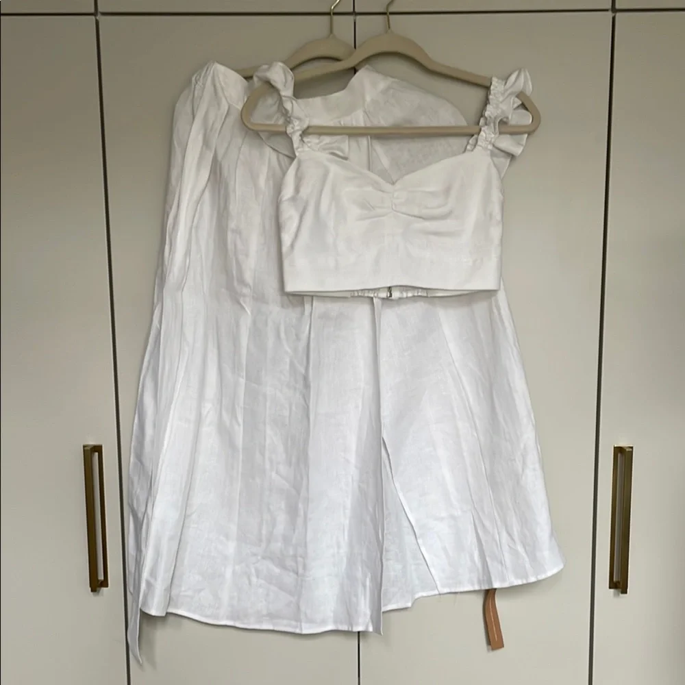 NWT Reformation Pam Linen Two Piece Elegant White linen skirt set 4